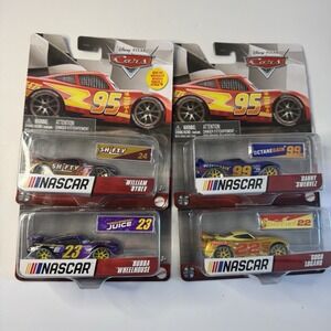 4 Cars Disney Pixar NASCAR 22 23 24 99 GOGO William Byrev, Bubba,‎ Danny Swervez